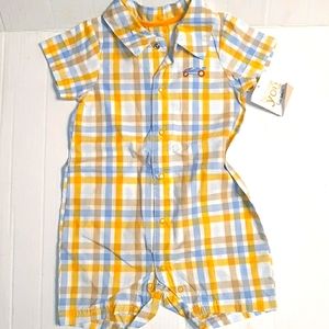 NWT Carter's Yellow/Blue Stripe Button Short Jumpe